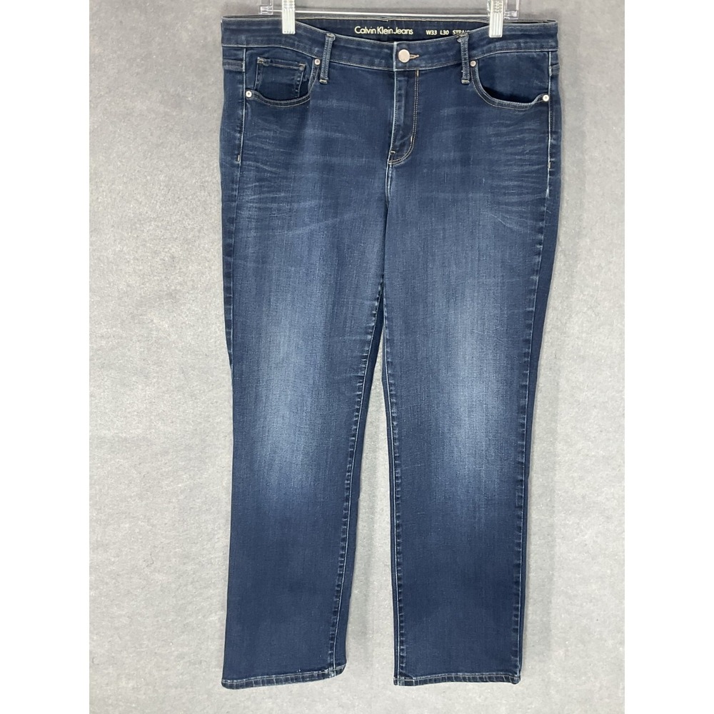 Calvin Klein Jeans Mens Sz 33x29 Blue Straight Cotton Blend Denim